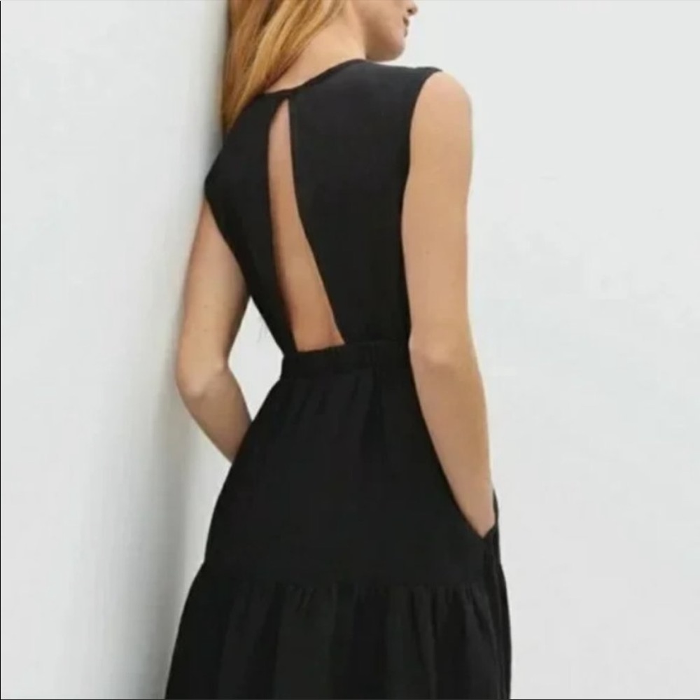 Everlane Black Linen Open Back Dress - Picture 2 of 5